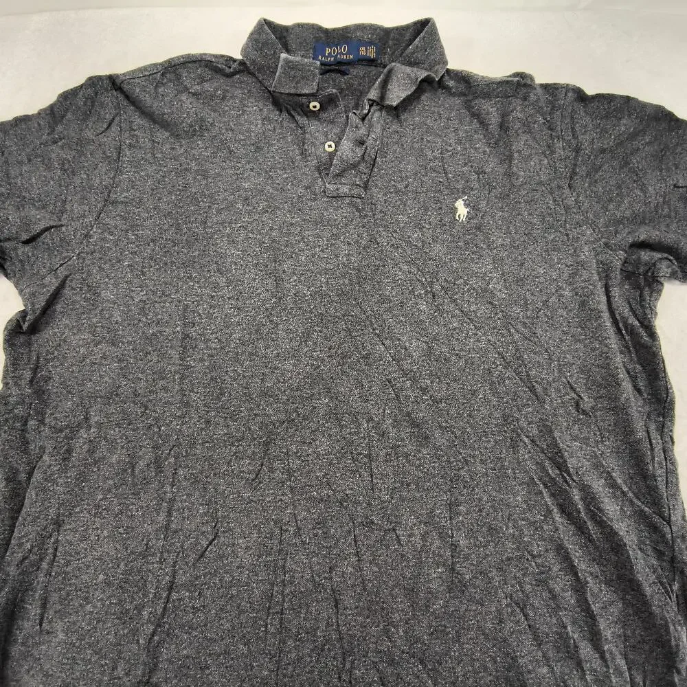 Polo Ralph Lauren Custom Fit Casual Collared Polo Shirt Womens Size 2XL Gray